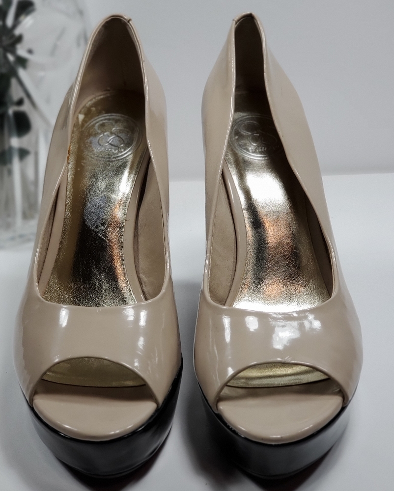 New Jessica Simpson Open-Toe Slip On Nude Wedges - Picture 2 of 8